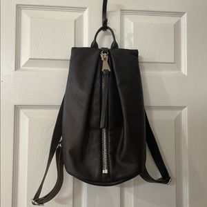 Genuine Zippered Leather Backpack